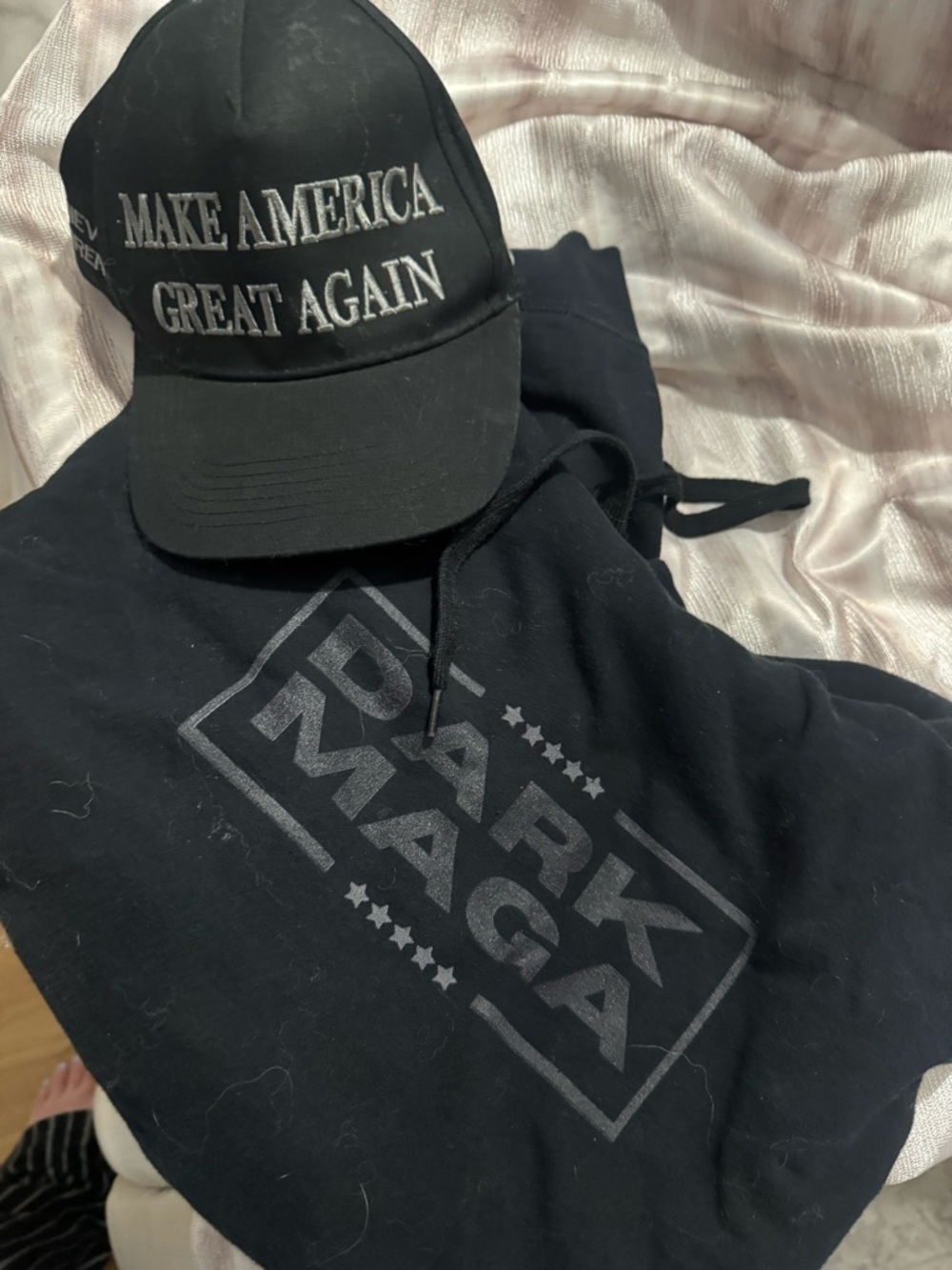BUNDLE Dark MAGA 'Make America Great Again' Embroidered baseball cap and hoodie